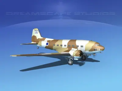 Douglas C-47 Dakota IADF 3D model