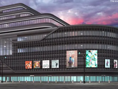  Modern Shopping Complex Night Lights On 