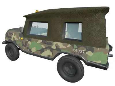 Military Jeep Model  Low-poly 3D model