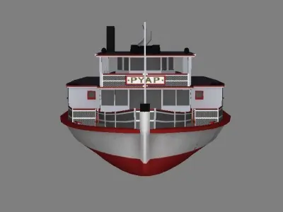 Low Poly Steam Boat Low-poly 3D model