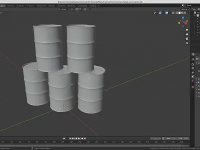 Metal Barrel Collection Low-poly 3D model