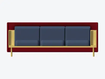 Sofa - Contemporary - Flame - Medium - Armrest Shelf Low-poly 3D model