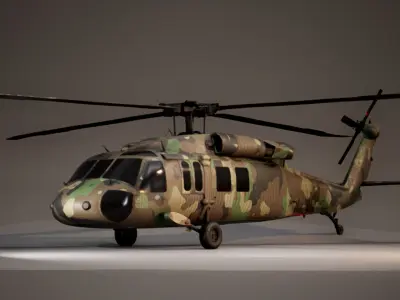 Helicopter UH-60 Blackhawk Low-poly 3D model