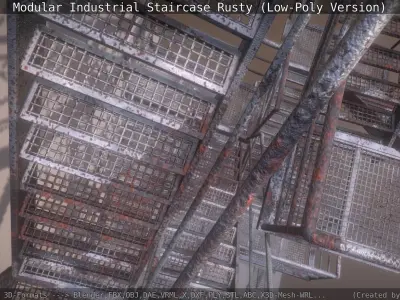 Modular Industrial Staircase Rusty - Low-Poly Version Low-poly 3D model