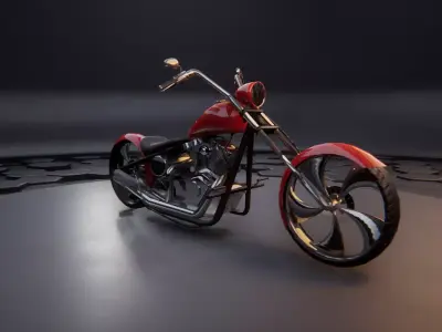 Chopper Motorcycle Low-poly 3D model