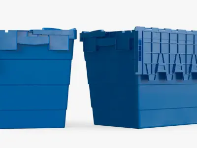 Heavy Duty Plastic Storage Container with Lid Blue 3D model