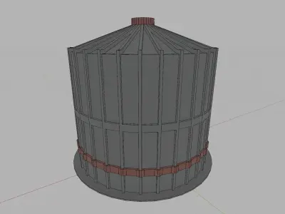 Concrete Tower Silo Low-poly 3D model