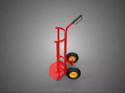 RED SINGLE HANDLE HAND TRUCK TROLLEY DOLLY CART PALLET TRANSPORT 3D model