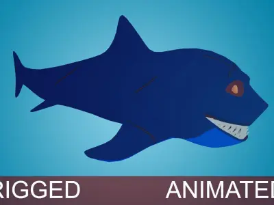 Shark rigged animated Low-poly 3D model purchase