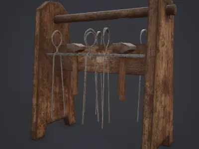 Medieval Blacksmith Tool Rack Low-poly 3D model purchase