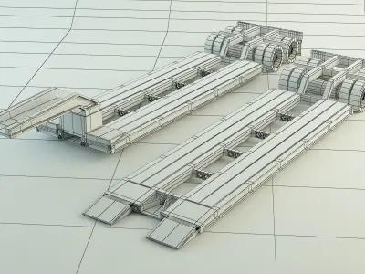 Low Poly Lowboy Trailer and Truck 3D model