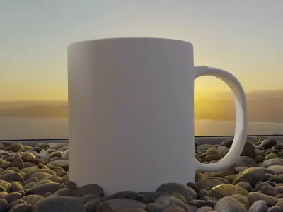 Modern Coffee Mug on Pebble Stone Surface Free 3D model