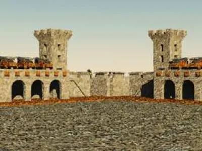 Fortress island castle minecraft 3D model
