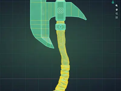 Fantasy Axe Low-poly 3D model 5