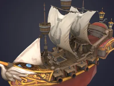Pirate Boat Low-poly 3D model