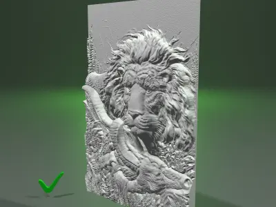 panel lion and antelope for CNC milling or 3D printing 3D print model