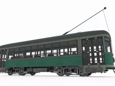 Old style vehicles public transportation trams 3D model