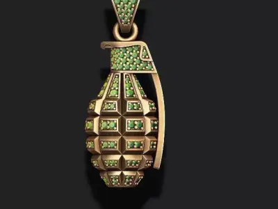 Grenade pendant with gems 3D print model