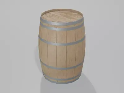 Light Toasted Lowpoly Bourbon Barrel Low-poly 3D model