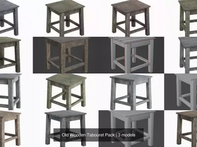 Old Wooden Tabouret Pack