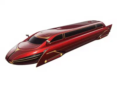 Crimson Horizon Hover-Limousine 3D Model Low-poly 3D model