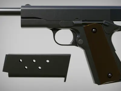 Game Ready PBR M1911-A1 Gun Model Free low-poly 3D model