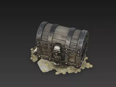 Cursed Pirate Treasure Chest Stylized PBR Fantasy Asset 3D model