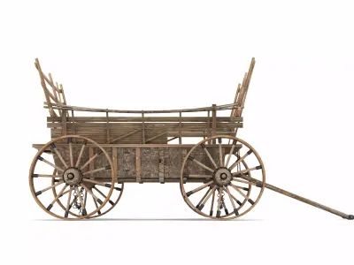Old Wooden Cart 3D model get