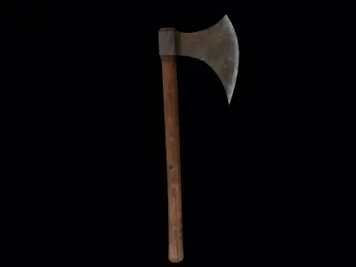 Wooden Axe Low-poly 3D model 4