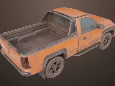 Pickup Truck01 Old Rusty All PBR Unity UE Textures 3D model