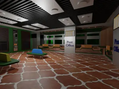 Post Office Interior Low-poly 3D model purchase