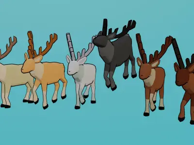 Low Poly Cartoon Deer Low-poly 3D model