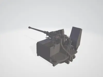 US AMERICAN BOFORS WW2 Signle gun Low-poly 3D model