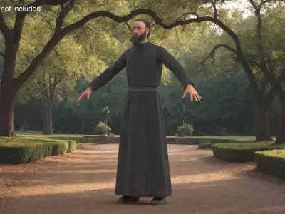 Orthodox Church Monk Wearing Robe A-Pose 3D model