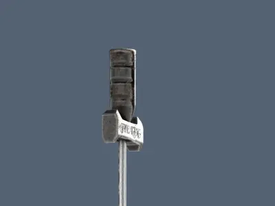 Set of medieval weapons ax sword mace 3D model