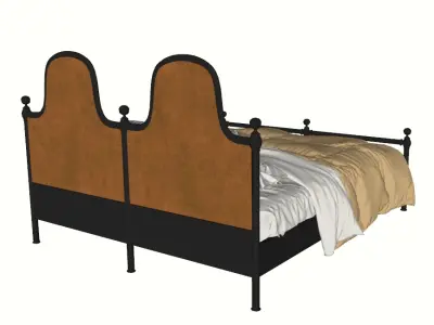 Vintage Industrial - Style Iron - framed Upholstered Bed 3D model