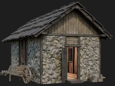 Old Medieval Building 4K Textures GameReady 125 Low-poly 3D model