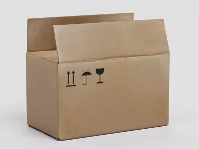 Cardboard Box V1 - Parcel Package with Symbols - Rigged 3D model