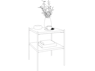 Decoration-combo side table with two shelves and plant Free 3D model