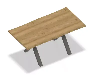 Modern Wooden Dining Table with Black Metal Legs  3D model