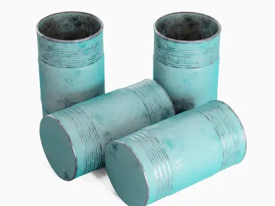 Old Steel Barrel 04 Low-poly 3D model