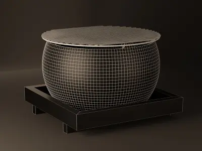 Japanese Coal Stove Low-poly 3D model