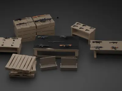 Ultimate weapons and scopes pack Low-poly 3D model
