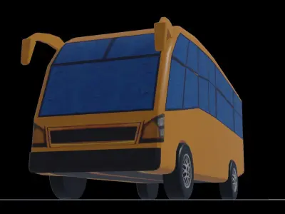 Game Ready Minibus school bus Low-poly 3D model