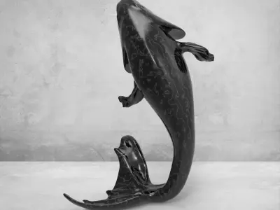 Fish 3d model koi sculpture Low-poly 3D model