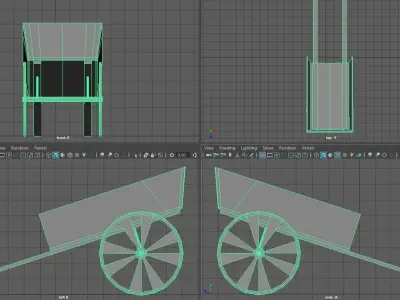 medieval cart Low-poly 3D model 2
