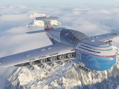 Futuristic airplane cruise 3D model