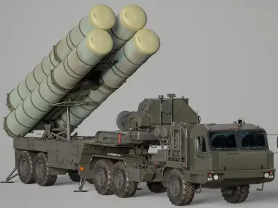 Russian S-400 Triumf Air Defense System Vehicle Low-poly 3D model