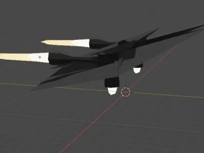 spaceship fighter jet flying in sky Low-poly 3D model