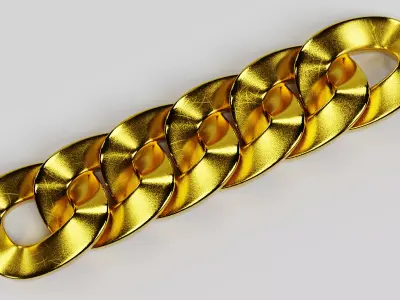 Link Chain V3 - Gold Cuban Style 3D model